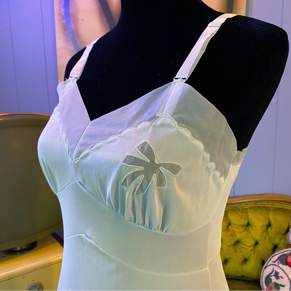 Vintage 60s Aristocraft by Superior Pastel Blue Sheer Nylon Lingerie Slip Dress - Picture 5 of 8